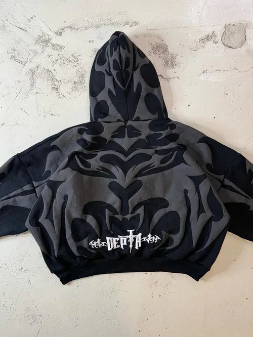 Tribal Shadow Delta Hoodie | Premium Oversized Streetwear by Noirvex