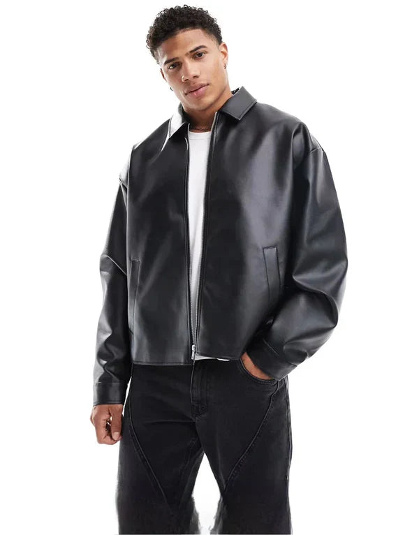 Urban Classic Black PU Leather Jacket for Men | Noirvex