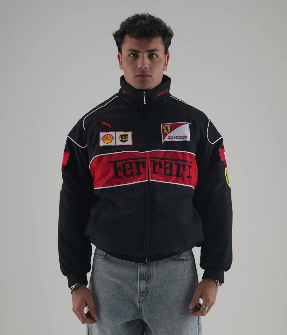 Black Ferrari Embroidered Jacket – Premium Unisex Racing Style | Noirvex