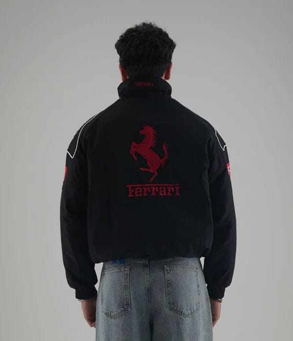 Black Ferrari Embroidered Jacket – Premium Unisex Racing Style | Noirvex