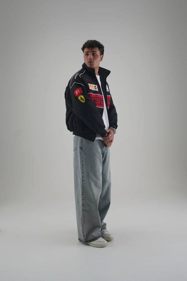 Black Ferrari Embroidered Jacket – Premium Unisex Racing Style | Noirvex