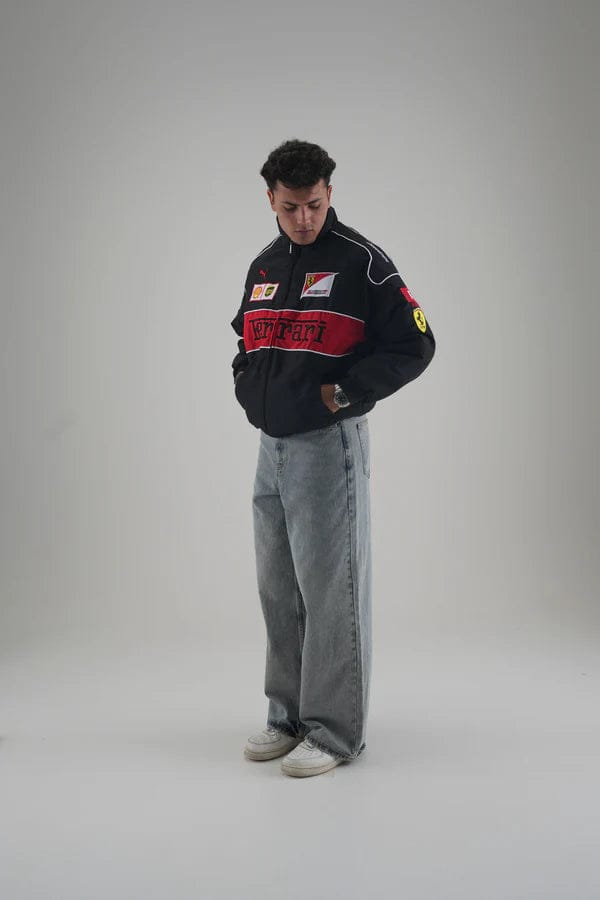 Black Ferrari Embroidered Jacket – Premium Unisex Racing Style | Noirvex