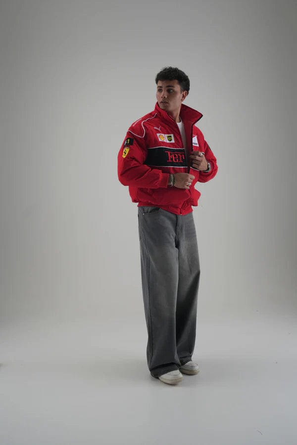 Red Ferrari Embroidered Jacket – Premium Unisex Racing Style | Noirvex