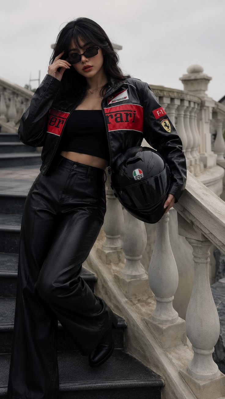 Black Ferrari F1 Leather Jacket – Racing Style Jacket | Noirvex