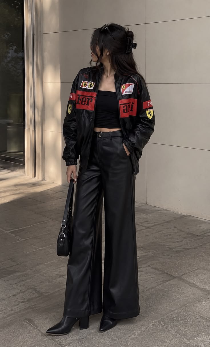 Black Ferrari F1 Leather Jacket – Racing Style Jacket | Noirvex