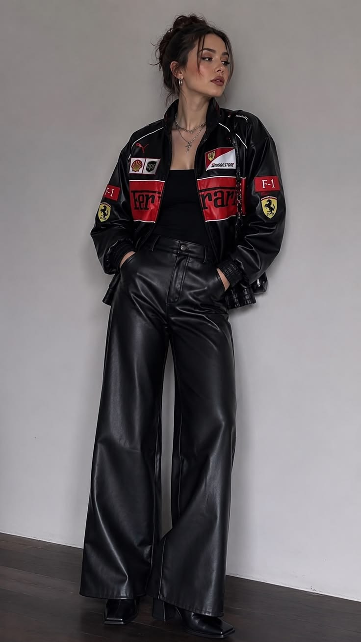 Black Ferrari F1 Leather Jacket – Racing Style Jacket | Noirvex