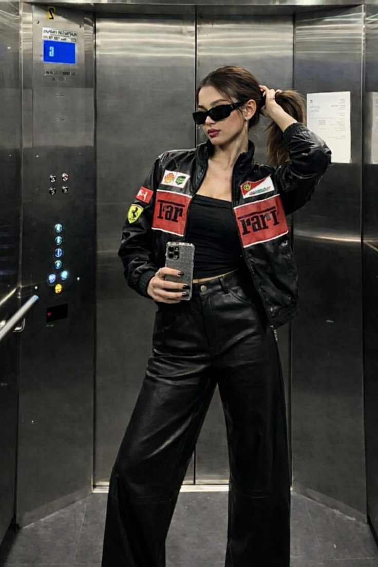 Black Ferrari F1 Leather Jacket – Racing Style Jacket | Noirvex