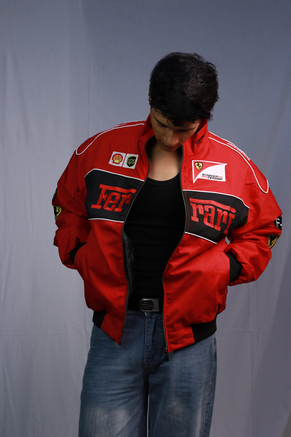 Red Ferrari F1 Printed Jacket – Racing Style Unisex Jacket | Noirvex