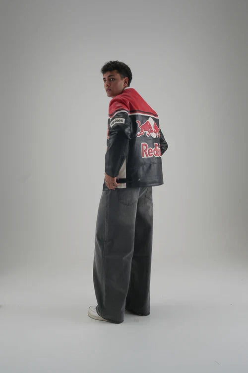 Red Bull Racing Leather Jacket – Premium Motorsport Streetwear by Noirvex