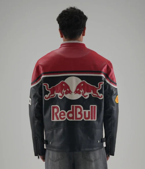 Red Bull Racing Leather Jacket – Premium Motorsport Streetwear by Noirvex