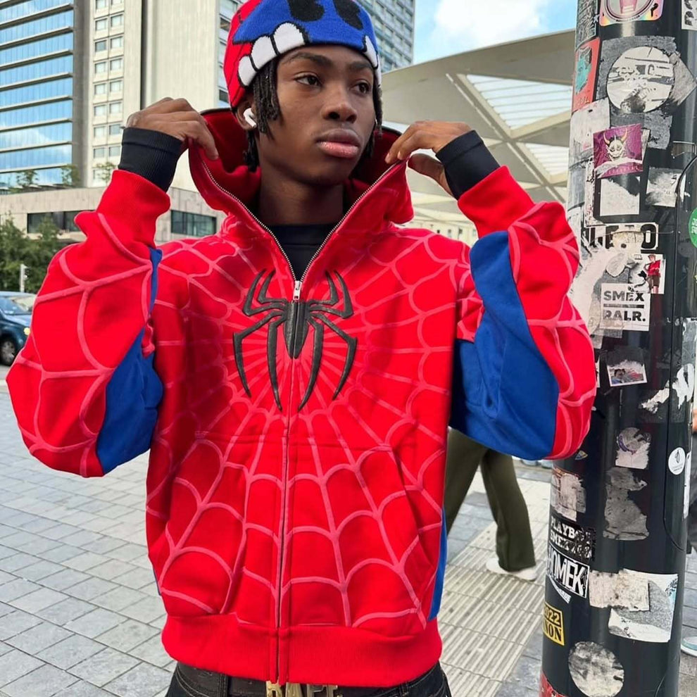 Spider Man Hoodie | Y2K Zip-Up Spidey Hoodie – Streetwear Jacket | Noirvex