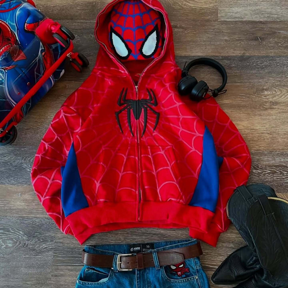 Spider Man Hoodie | Y2K Zip-Up Spidey Hoodie – Streetwear Jacket | Noirvex