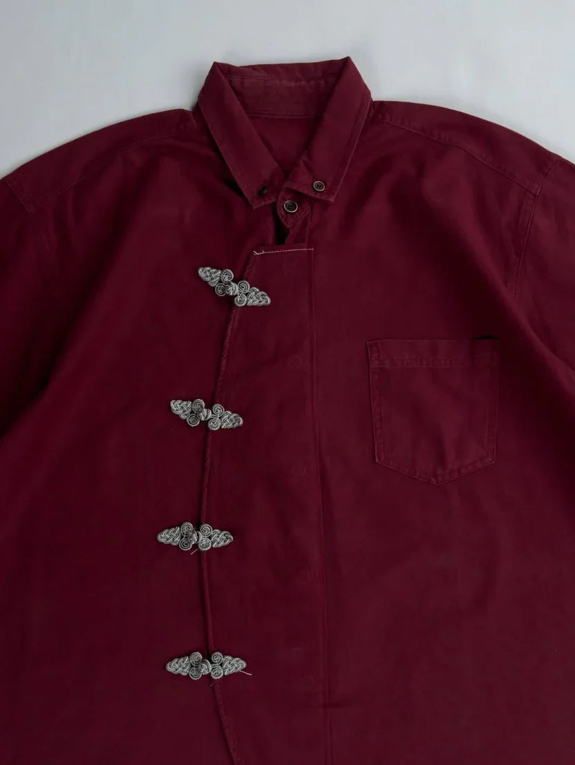 Imperial Crimson boxy fit oversized shirt premium fabric detail